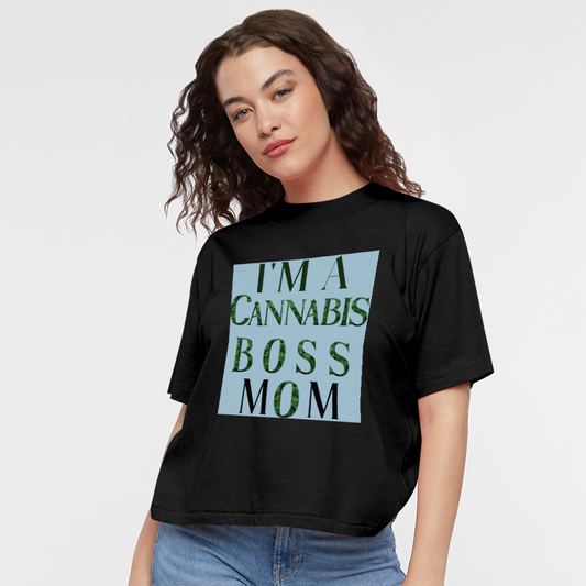 I'm A Cannabis Boss Mom Ladies Boxy Tee - black
