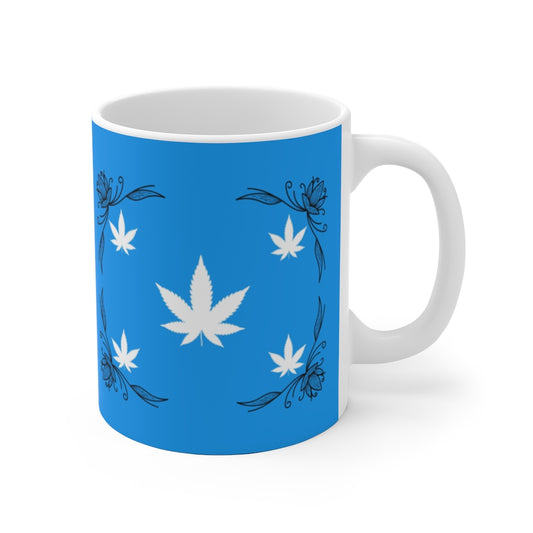 Bellissimo Blue Cannabis Ceramic Mug