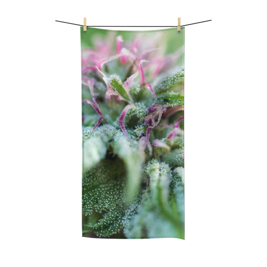 Blooming With Purple Cannabis Cannabis Custom Designed Towel. A Unique Cannabis Gift For Friends & Family. Cannabis Decor For Your Home.