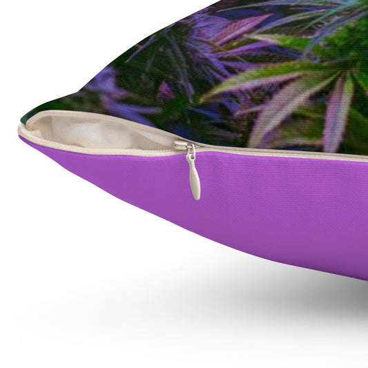 The Purple Cannabis Spun Polyester Square Pillow- Purple