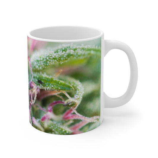Blooming With Purple Cannabis White Ceramic Mug