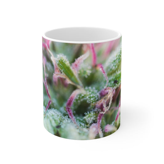Blooming With Purple Cannabis White Ceramic Mug