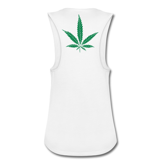 Mind Body Spirit Women’s Flowy Muscle Tank by Bella - white