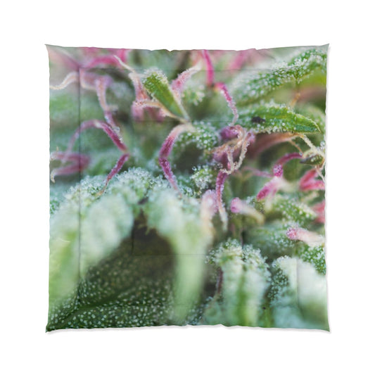 Blooming With Purple Cannabis Custom Designed Comforter. A Unique Cannabis Gift For Friends & Family. Cannabis Decor For Your Home. Cannabis Comforter