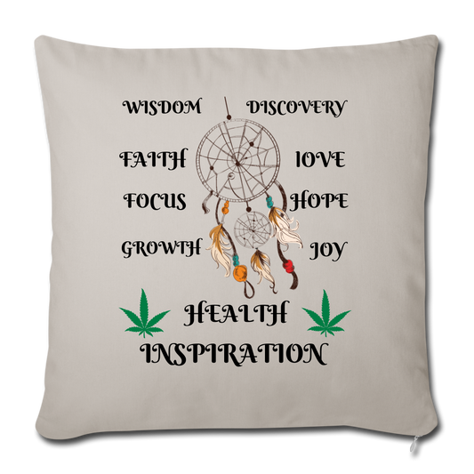 Cannabis Inspiration Cannabis Throw Pillow Cover 18” x 18” - light grey