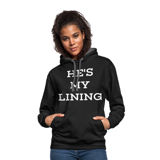 He's My Lining Contrast Hoodie - black/asphalt