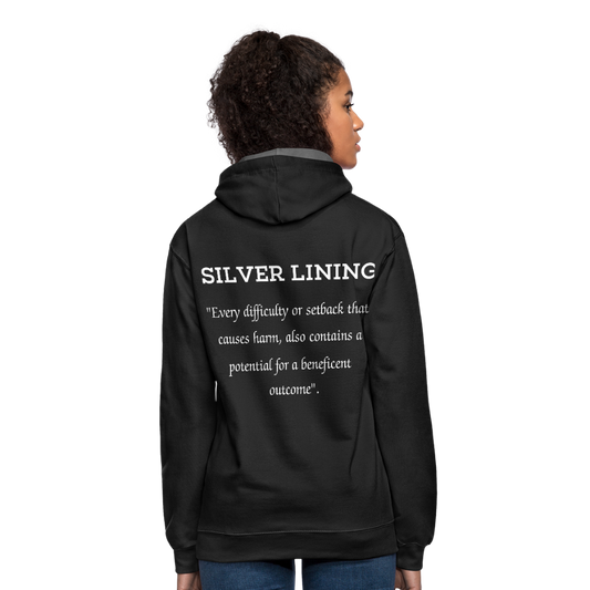 He's My Silver Contrast Hoodie - black/asphalt