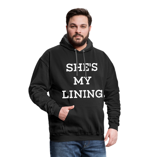 She's My Lining Contrast Hoodie - black/asphalt