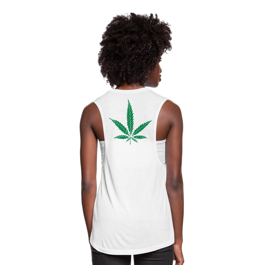 Mind Body Spirit Ladies Flowy Muscle Tank - white