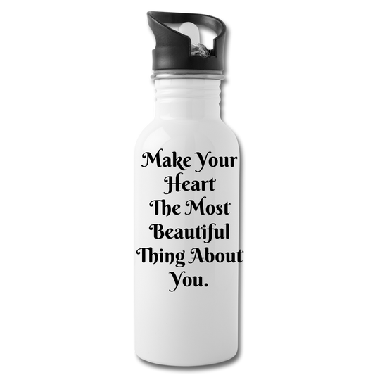 Beautiful Heart Water Bottle - white