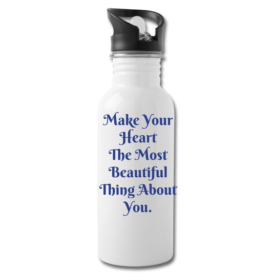 Beautiful Heart Water Bottle - white