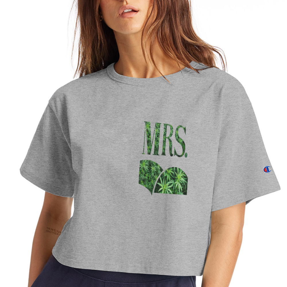 Mrs. Cannabis Champion Women’s Cropped T-Shirt - heather gray
