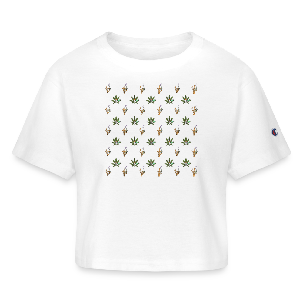 Faccina Cannabis Champion Women’s Cropped T-Shirt - white