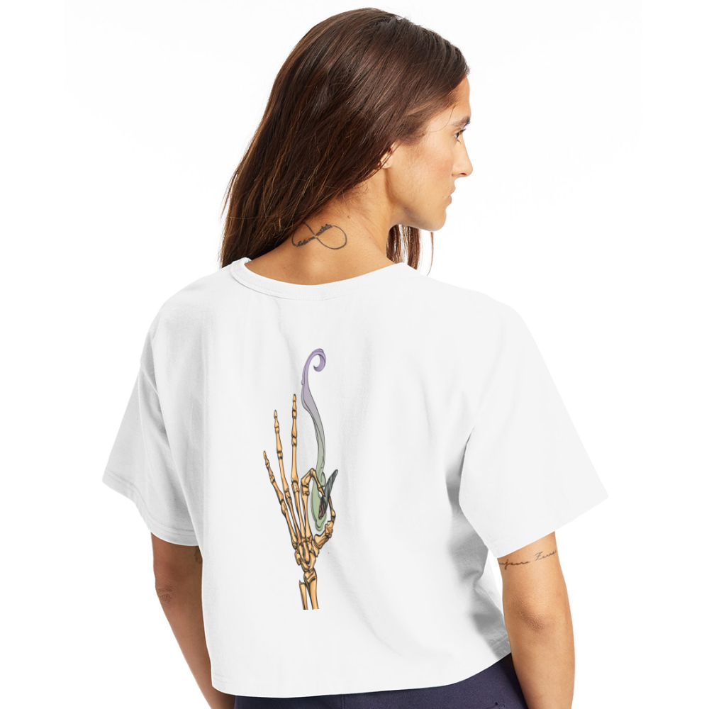Faccina Cannabis Champion Women’s Cropped T-Shirt - white