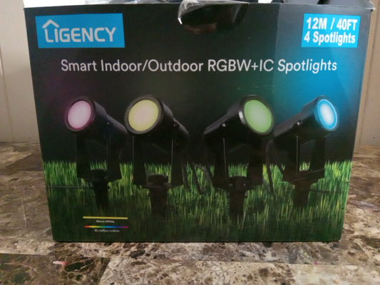 Smart Waterproof RGBW LED Outdoor Spotlights - 40ft Wired - Multicolor- Free U.S. Shipping
