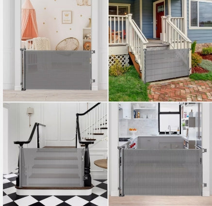 42 Inch Extra Tall  Mesh Baby Gate Dark Grey