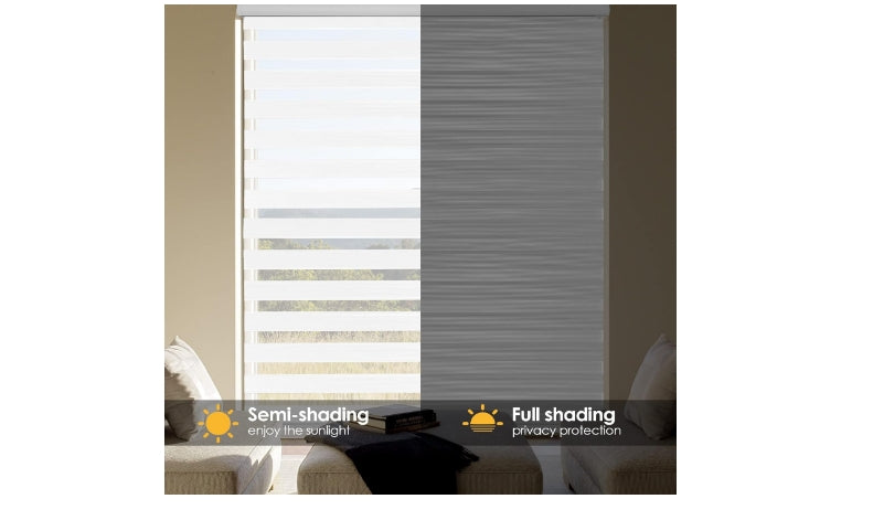 Zebra Blinds for Indoor Windows, Roller Window Shades With Control , 35" W x 72" Ivory