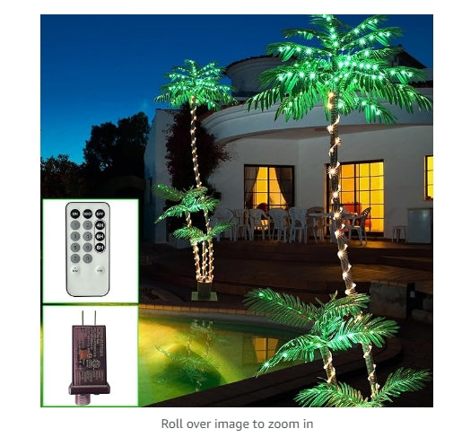 Artificial Palm Tree 7Ft 3Trunks 260LED Lighted Party Tree