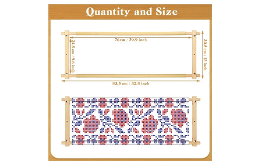 12 x 33 Inch Frames for Cross Stitch Needlepoint Scroll Frame Embroidery- Free U.S. Shipping
