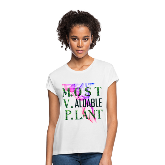 Most Valuable Cannabis Ladies Relaxed Fit T-Shirt - white