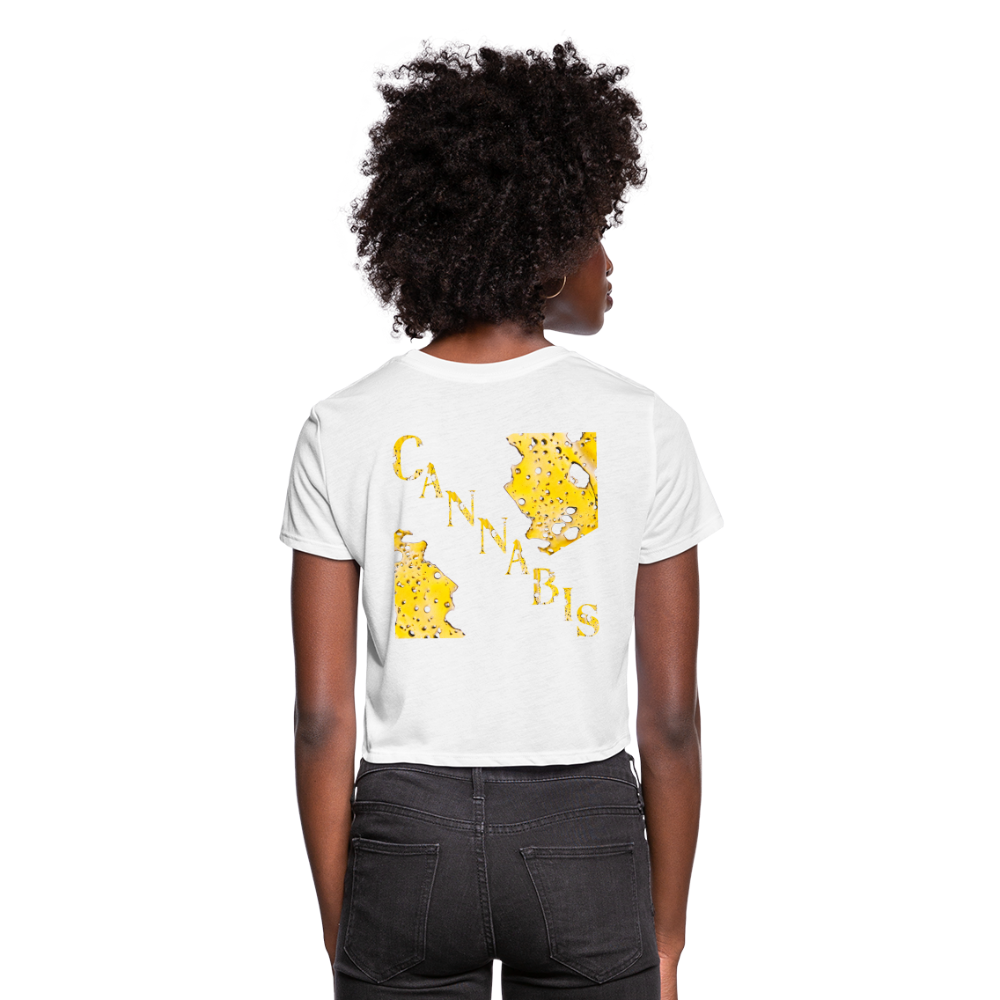 Dabbing On E'M Ladies Cropped T-Shirt - white
