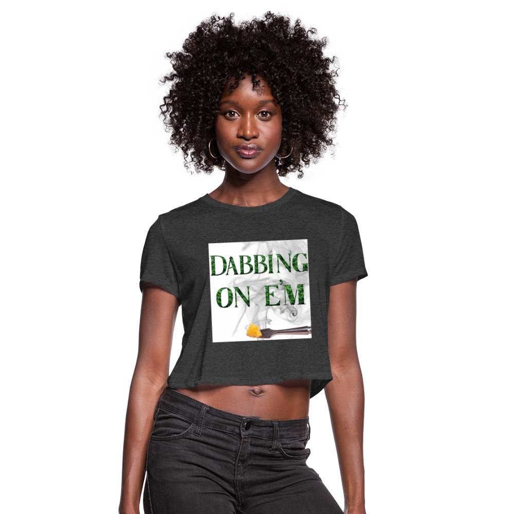 Dabbing On E'M Ladies Cropped T-Shirt - deep heather