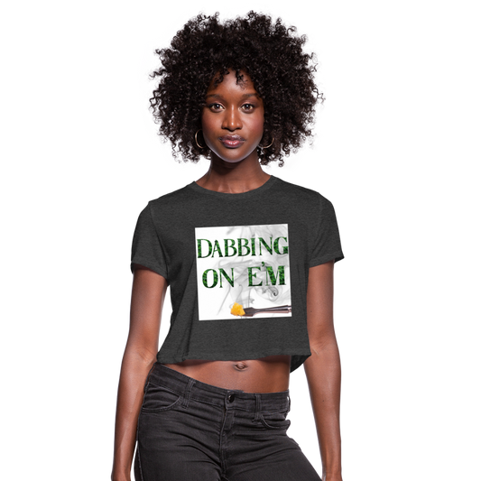 Dabbing On E'M Ladies Cropped T-Shirt - deep heather