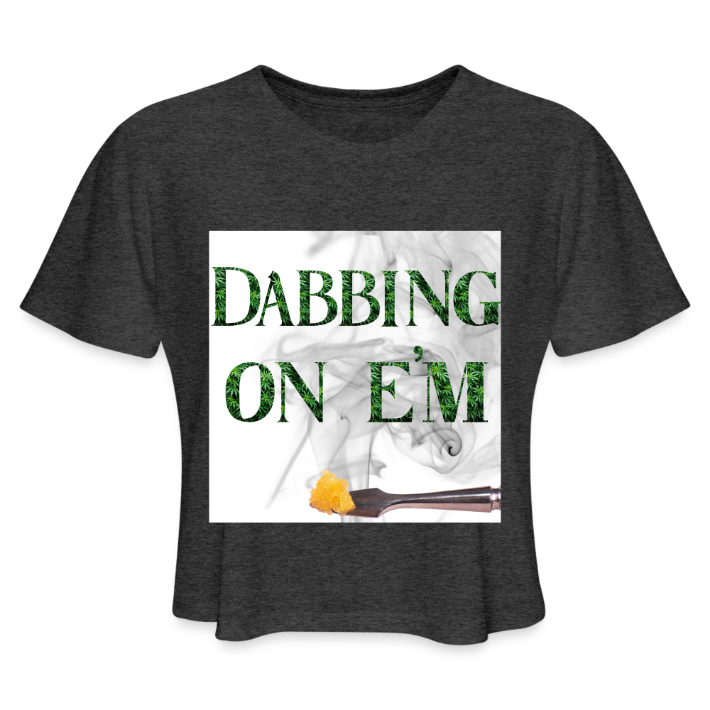 Dabbing On E'M Ladies Cropped T-Shirt - deep heather