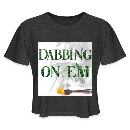 Dabbing On E'M Ladies Cropped T-Shirt - deep heather