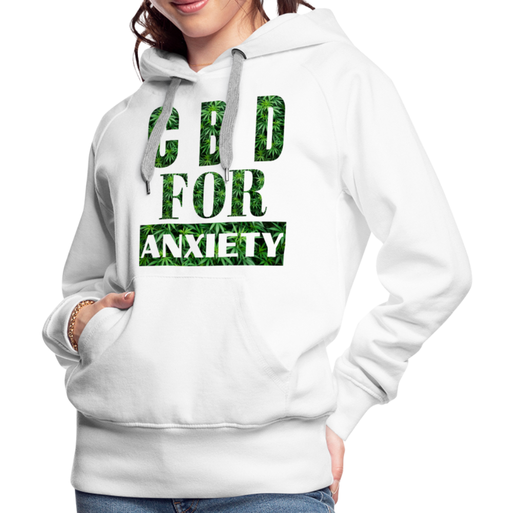 CBD For Anxiety Ladies Premium Hoodie - white