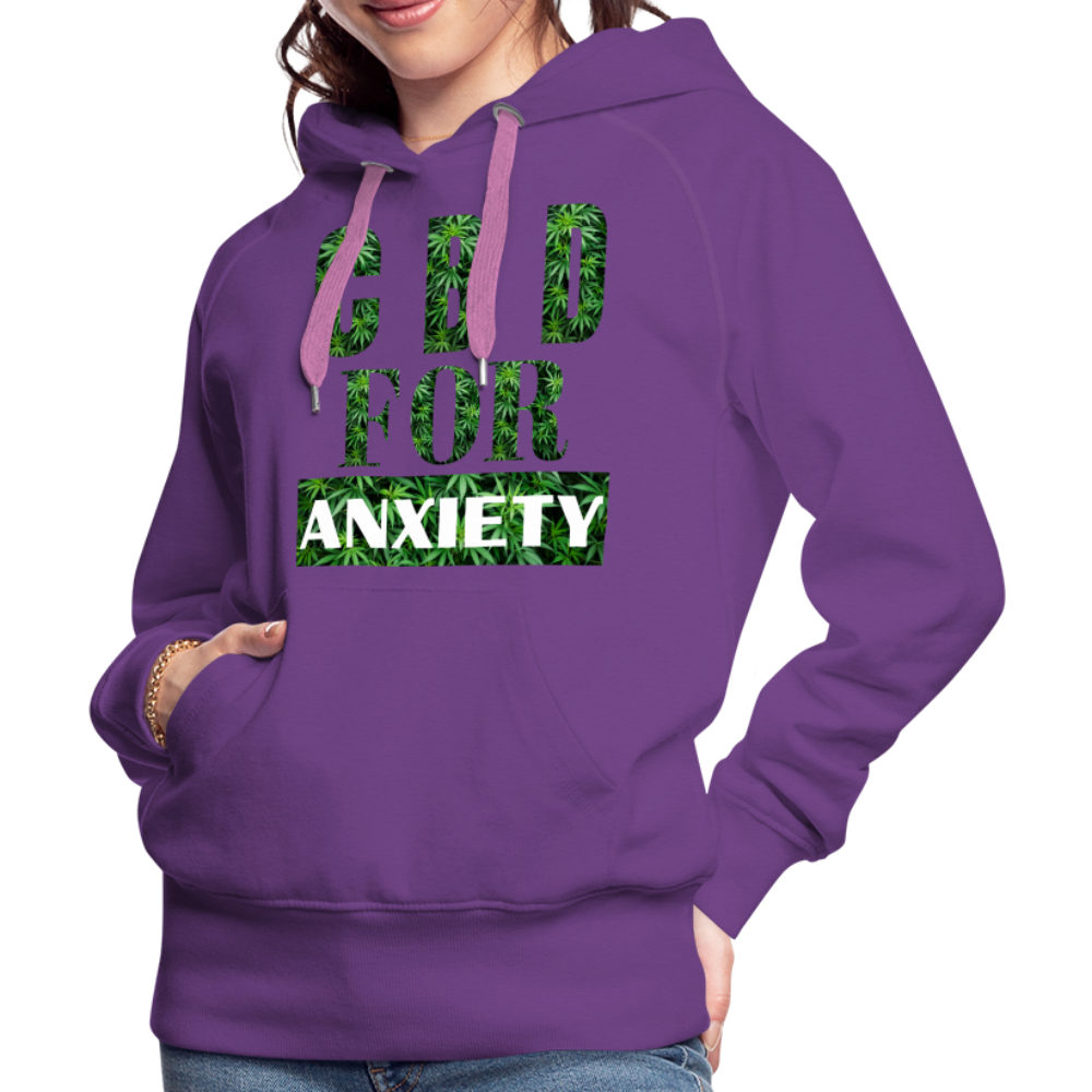 CBD For Anxiety Ladies Premium Hoodie - purple 