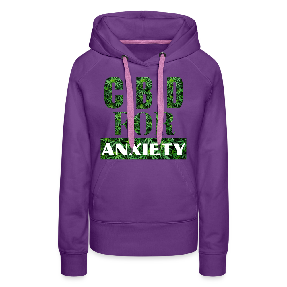 CBD For Anxiety Ladies Premium Hoodie - purple 