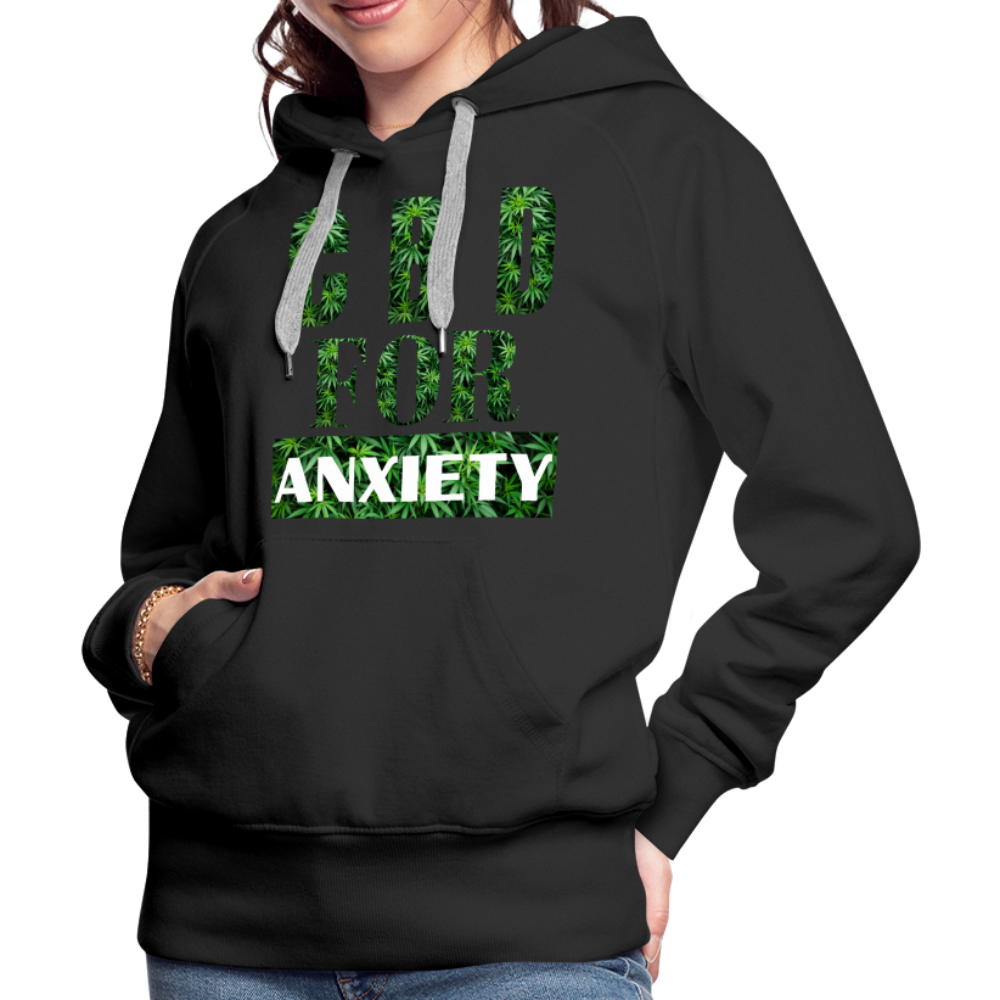CBD For Anxiety Ladies Premium Hoodie - black