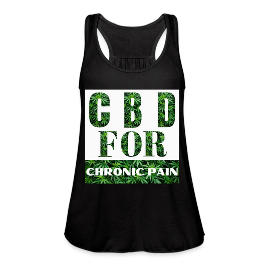 CBD For Chronic Pain Ladies Flowy Tank Top by Bella - black
