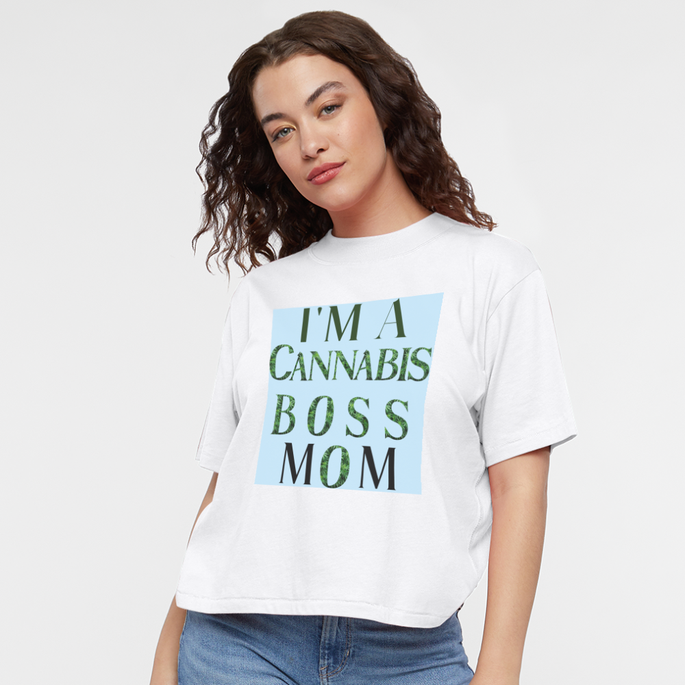 I'm A Cannabis Boss Mom Ladies Boxy Tee - white