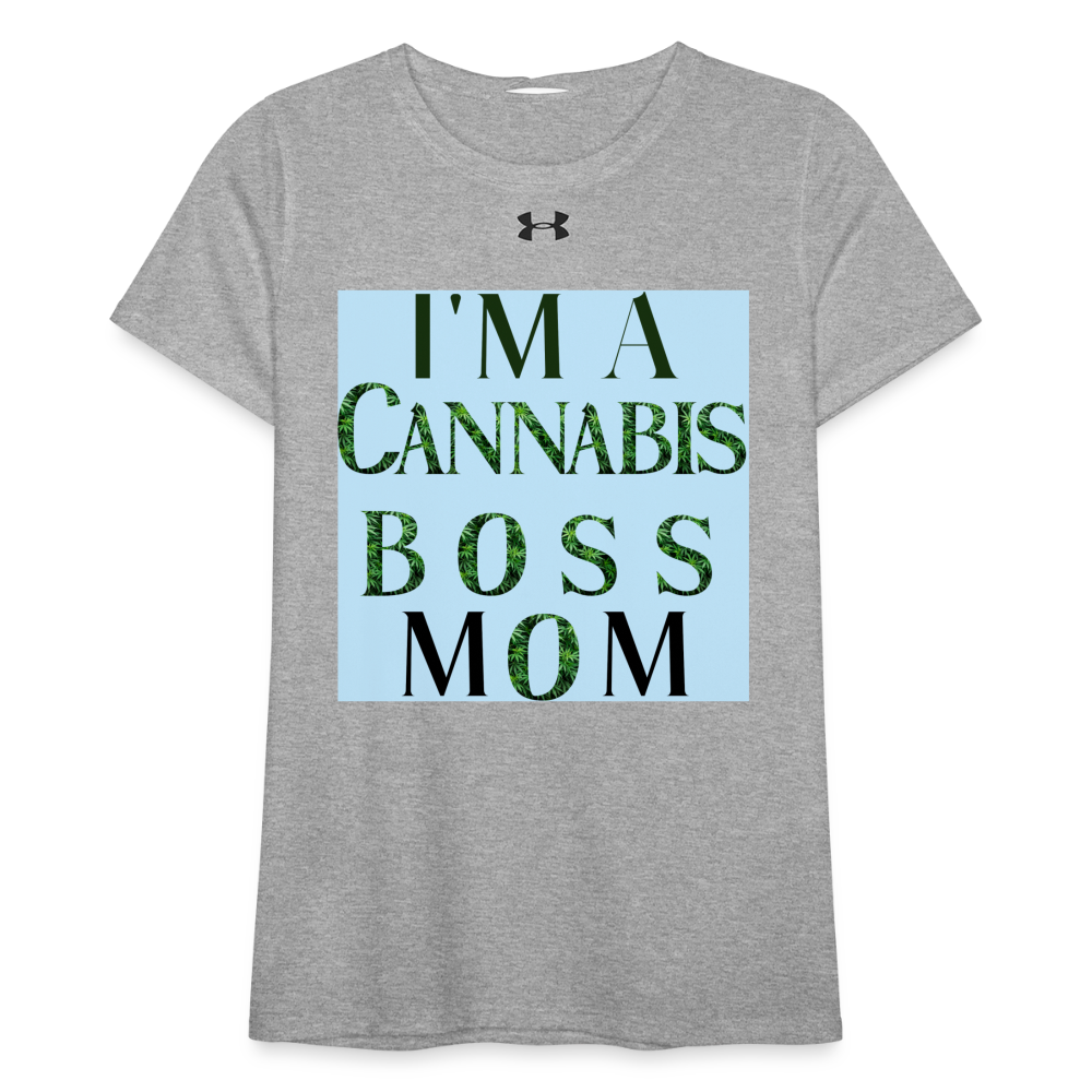 I'm A Cannabis Boss Mom Ladies Under Armour  Locker T-Shirt - heather gray