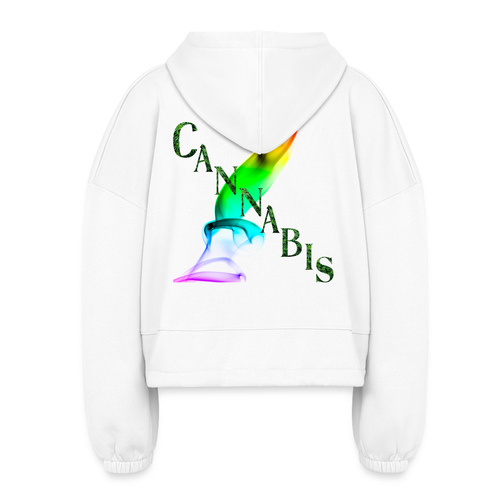 Mind Body Spirit Ladies Cropped Hoodie - white