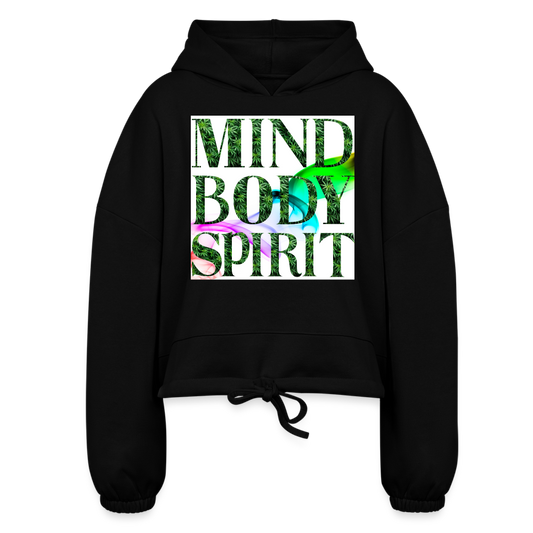 Mind Body Spirit Ladies Cropped Hoodie - black