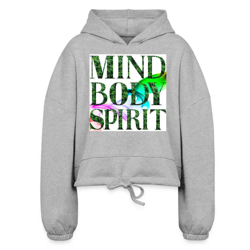 Mind Body Spirit Ladies Cropped Hoodie - heather gray