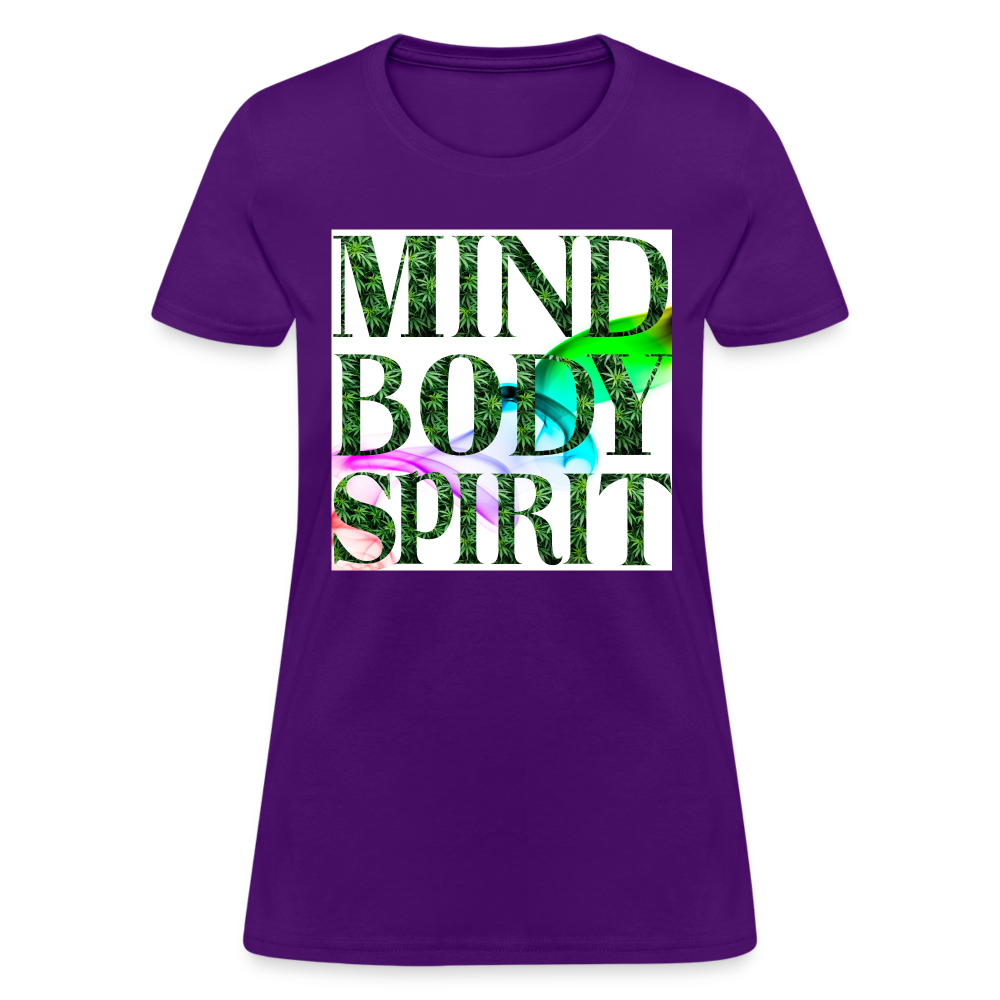 Mind Body Spirit Cannabis Ladies T-Shirt - purple