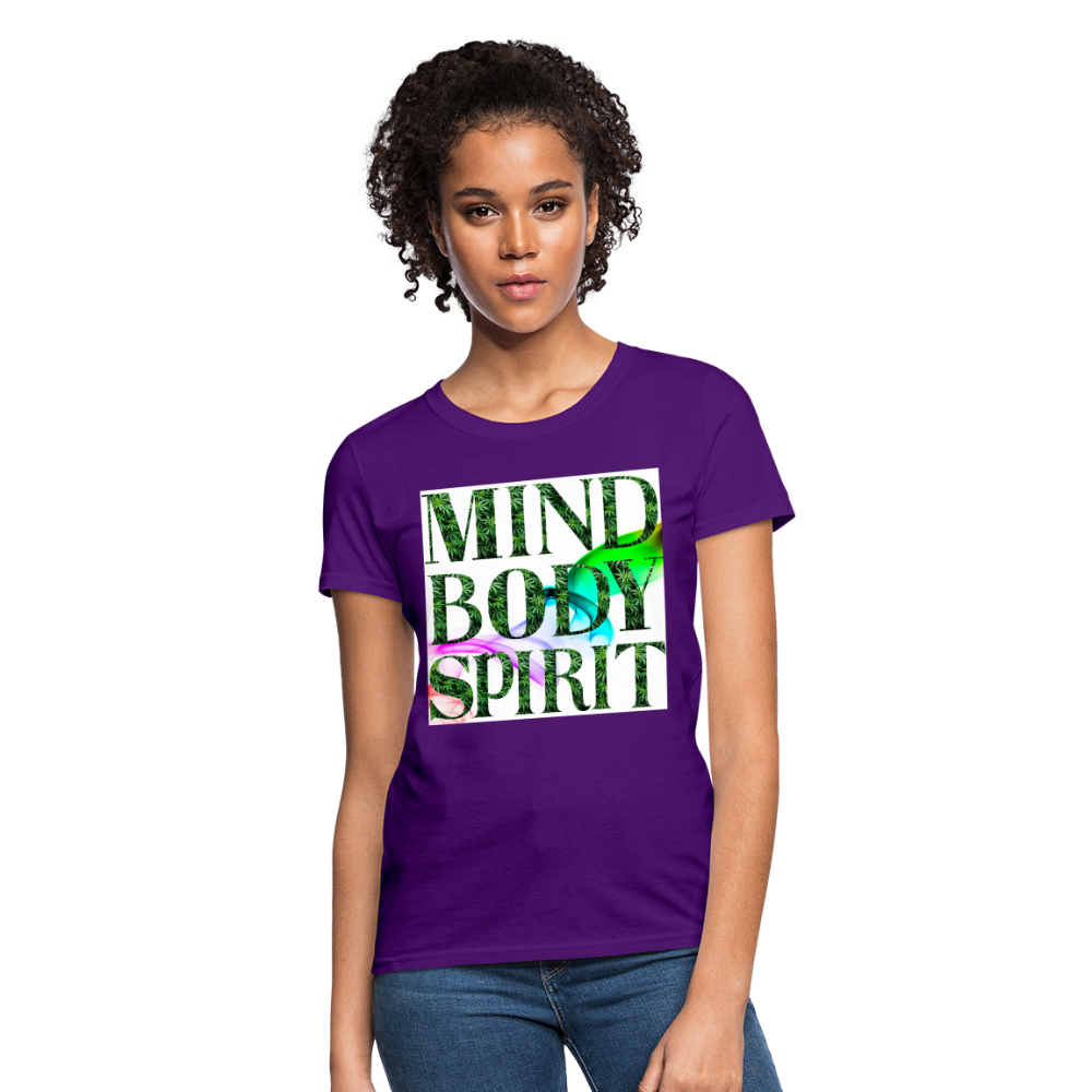 Mind Body Spirit Cannabis Ladies T-Shirt - purple