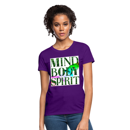 Mind Body Spirit Cannabis Ladies T-Shirt - purple