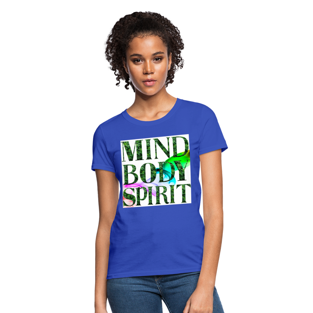 Mind Body Spirit Cannabis Ladies T-Shirt - royal blue