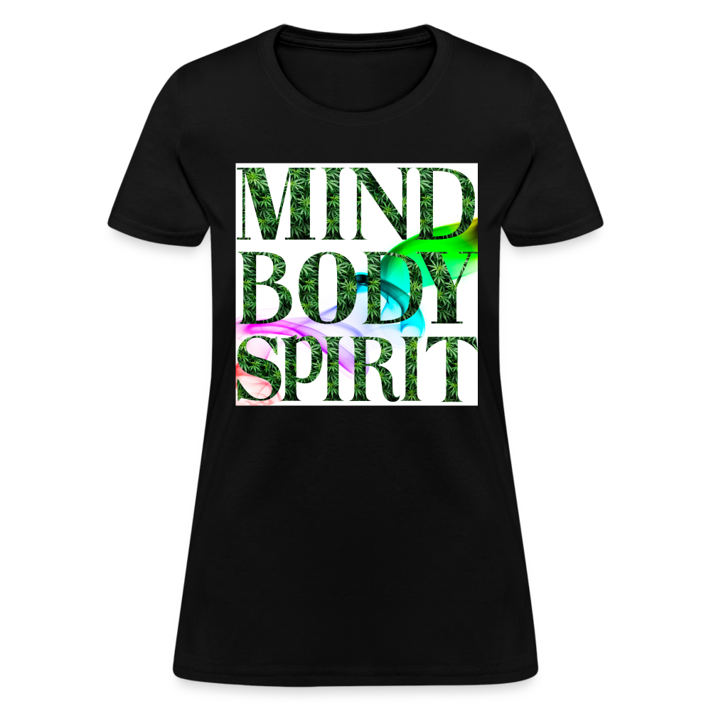Mind Body Spirit Cannabis Ladies T-Shirt - black