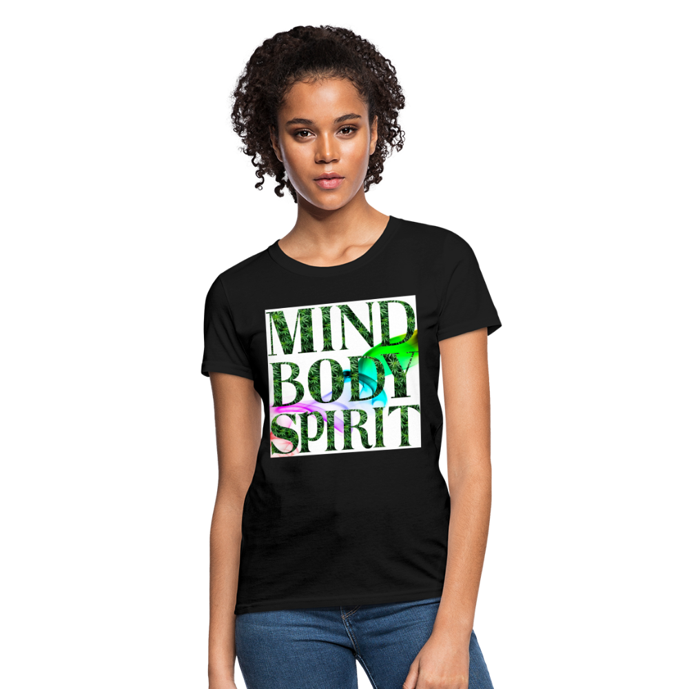 Mind Body Spirit Cannabis Ladies T-Shirt - black