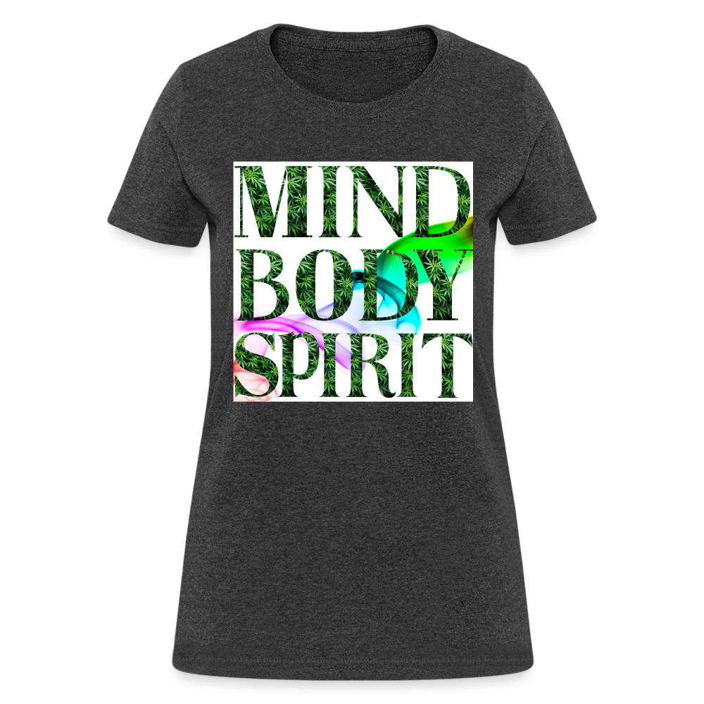 Mind Body Spirit Cannabis Ladies T-Shirt - heather black