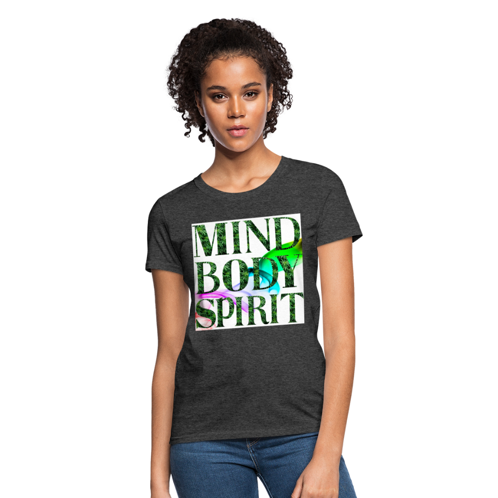 Mind Body Spirit Cannabis Ladies T-Shirt - heather black