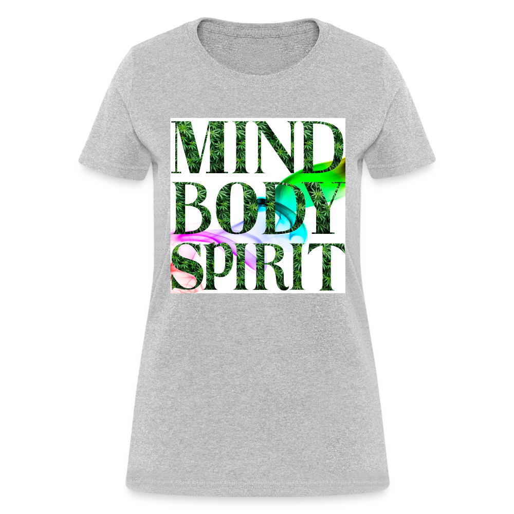 Mind Body Spirit Cannabis Ladies T-Shirt - heather gray