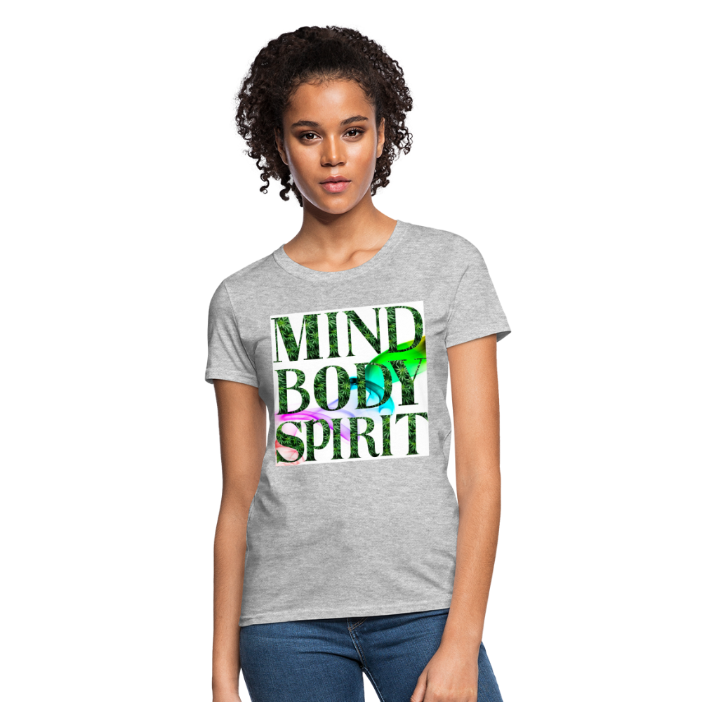 Mind Body Spirit Cannabis Ladies T-Shirt - heather gray