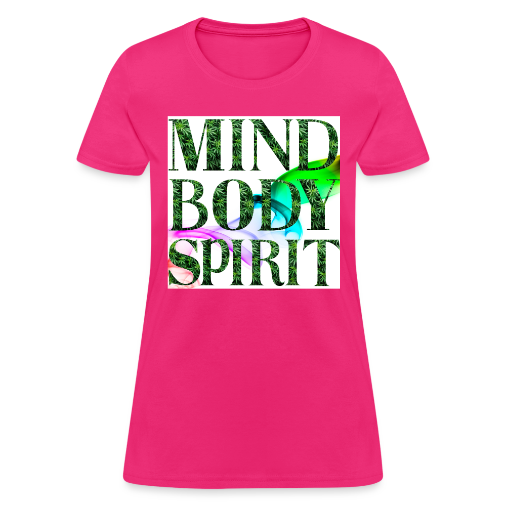 Mind Body Spirit Cannabis Ladies T-Shirt - fuchsia